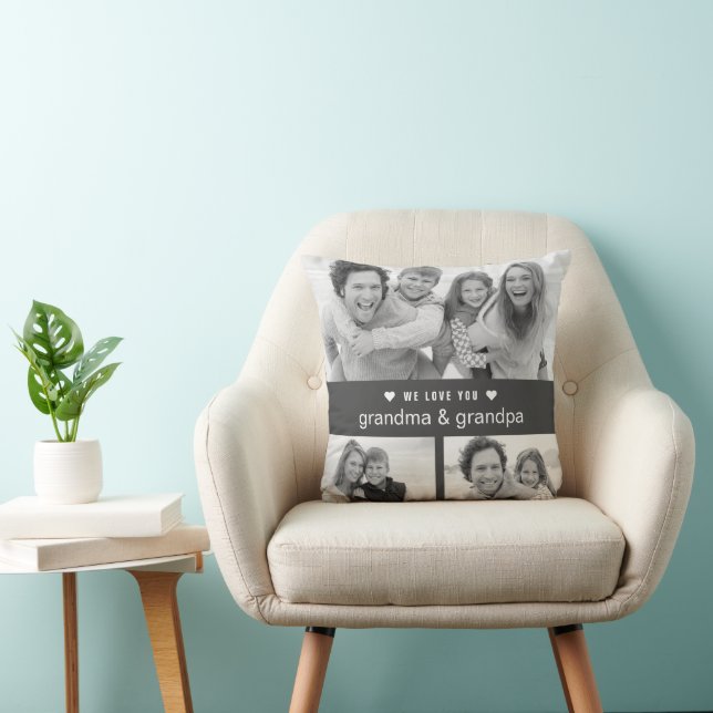 Modern Grandparents Day Black and White Photos Cushion (Chair)