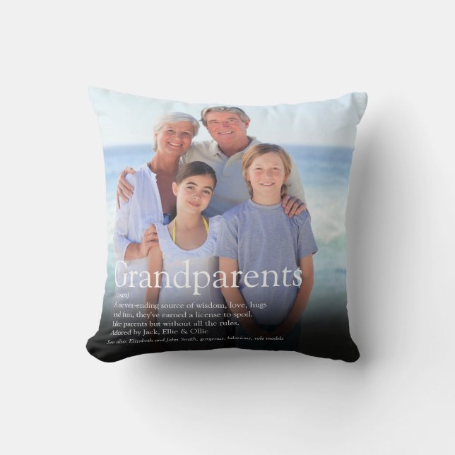 Modern Grandparents Fun Definition Photo Cushion (Front)