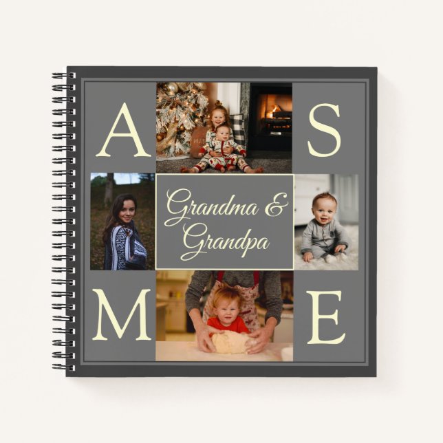 Modern Grandparents Photo Gift Spiral Notebook (Front)