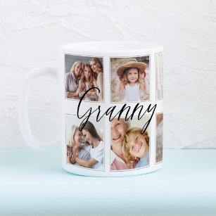 Modern Granny Script   Grandchildren Photo Collage Coffee Mug