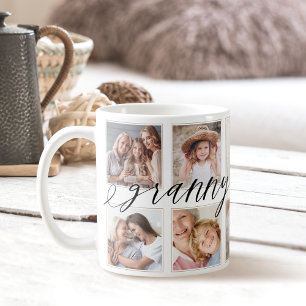 Modern Granny Script Grandchildren Photo Collage Coffee Mug