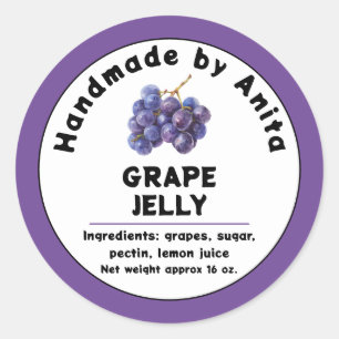 Modern Grape Jam or Jelly Canning Jar Label