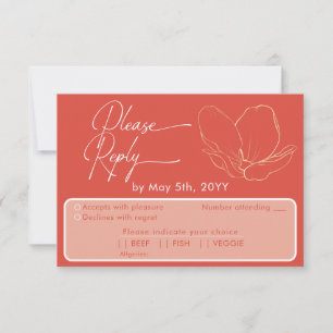 Modern grapefruit red Attendance & Meal Choice RSVP Card