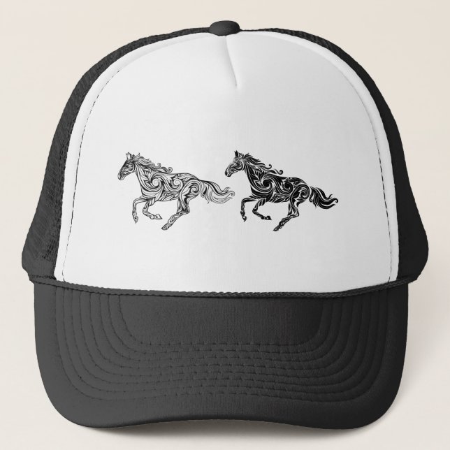 Modern Graphic Art Horse Farm Animal Logo  Trucker Hat (Front)