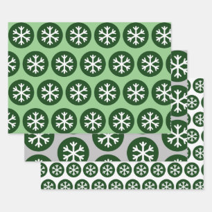 Modern Graphic Art Snowflake Green Wrapping Paper Sheet