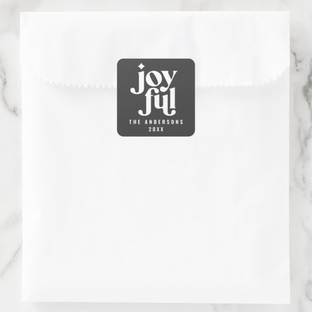 Modern graphic black typography christmas holiday square sticker (Bag)