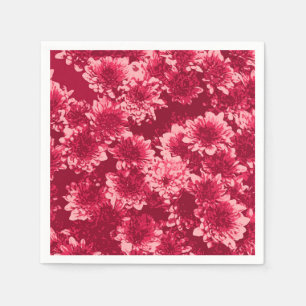 Modern Graphic Dahlia Pattern, Burgundy and Pink Napkin