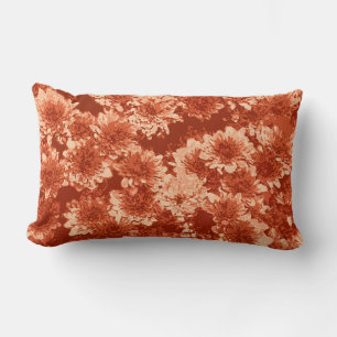 Modern Graphic Dahlia Pattern, Mandarin Orange Lumbar Cushion