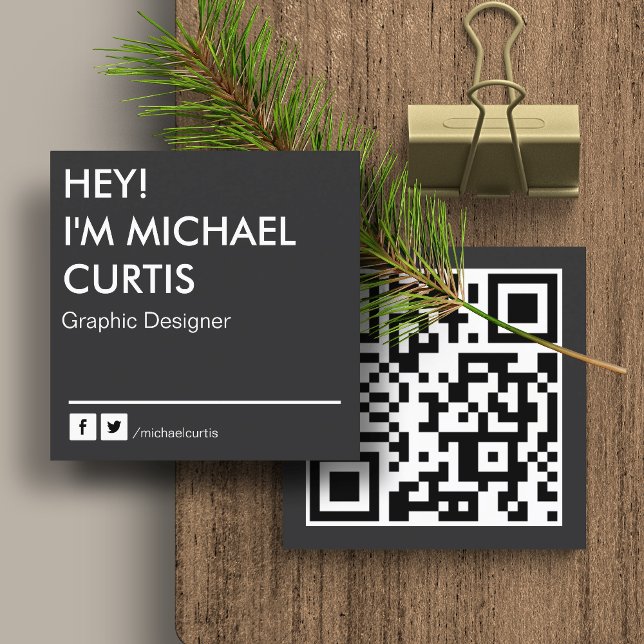 Modern Graphic Designer QR Code Square Business Card (Creator Uploaded)