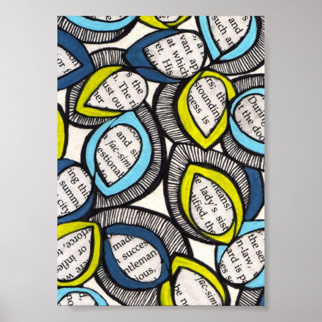 Modern Graphic Leaf Mixed Media Illustration Print (Front)