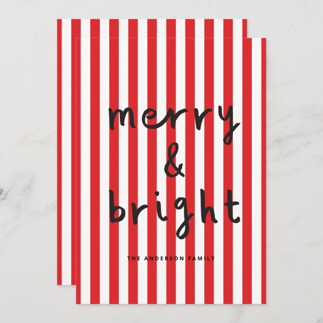 Modern graphic minimal Christmas red and white Holiday Card (Front/Back)