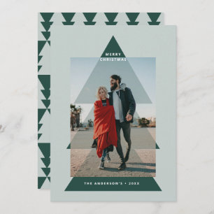 Modern graphic minimal Christmas tree photo Holiday Card