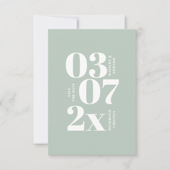 Modern, graphic minimal wedding save the date (Front)