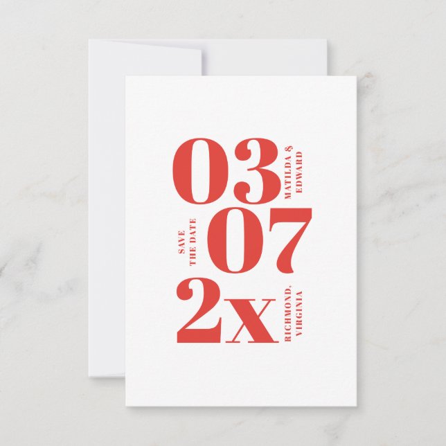 Modern, graphic minimal wedding save the date (Front)