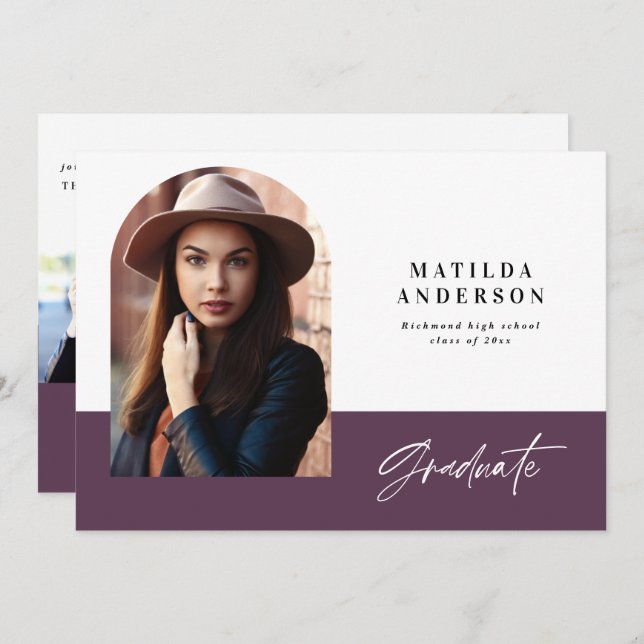 Modern graphic multi photo graduation party invite (Front/Back)