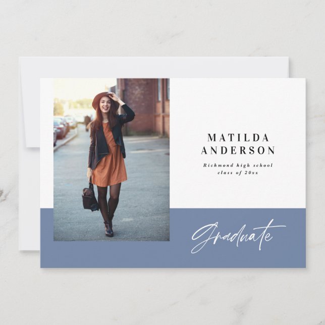 Modern graphic multi photo graduation party invite (Front)