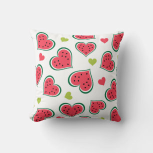Modern Graphic Pink Green Summer Watermelons Fruit Cushion