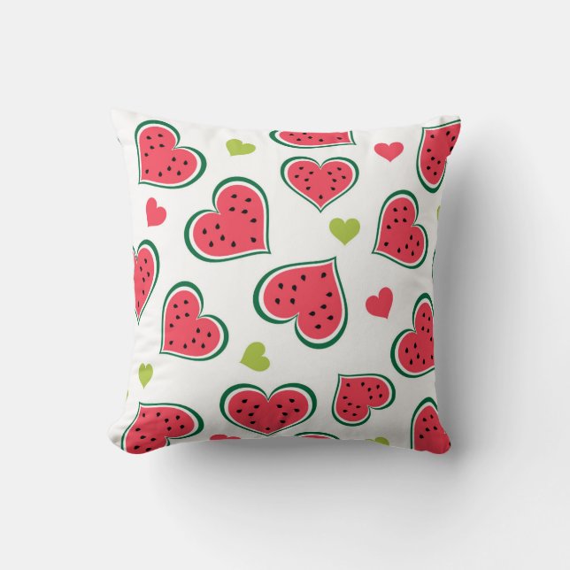 Modern Graphic Pink Green Summer Watermelons Fruit Cushion (Front)