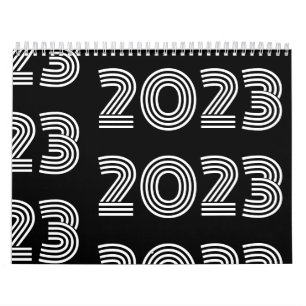 Modern Graphic Typography Black and White Calendar