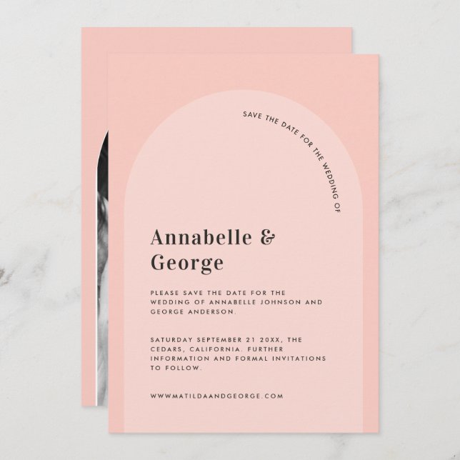 Modern graphic typography photo wedding save the date (Front/Back)