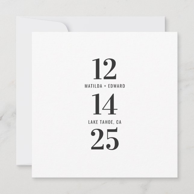 Modern, graphic typography photograph wedding save the date (Front)