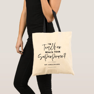 Modern graphic typography teacher gift tote bag