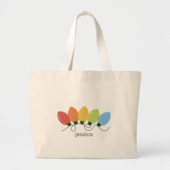 Modern Graphical Lights Christmas Large Tote Bag (Front)