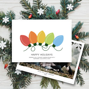 Modern Graphical Lights Christmas Photo Holiday Card