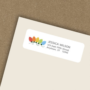 Modern Graphical Lights Christmas Return Address Label