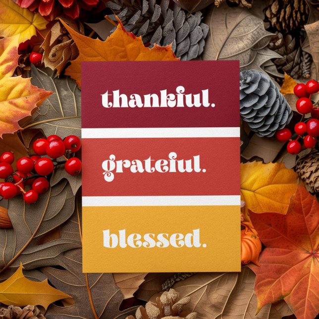Modern Grateful Thankful Blessed Thanksgiving Postcard (Creator Uploaded)