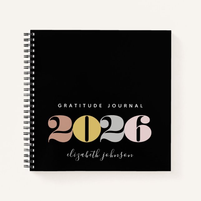 Modern Gratitude New Years Monogram Notebook (Front)
