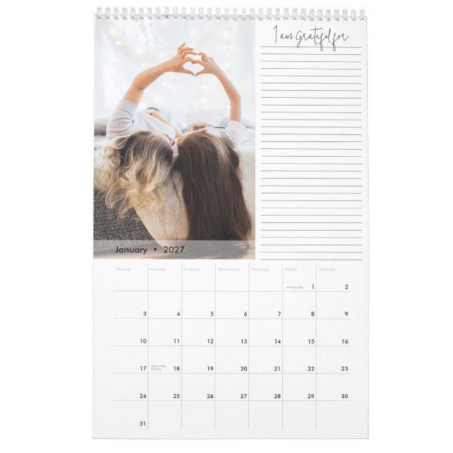 Modern Gratitude Photo Calendar (Jan 2027)