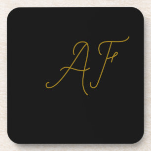 Modern Gray Gold Monogram Initials Design Coaster
