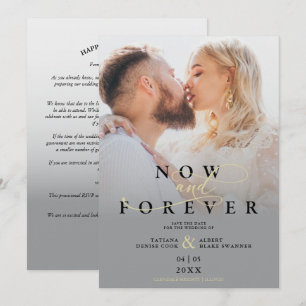 Modern Gray Gradient Elegant Photo Script Wedding Save The Date