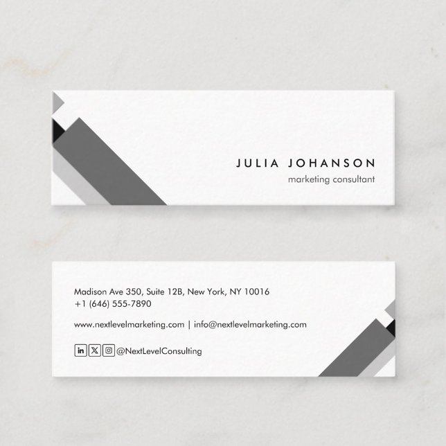modern gray minimalist geometric pattern mini business card (Creator Uploaded)
