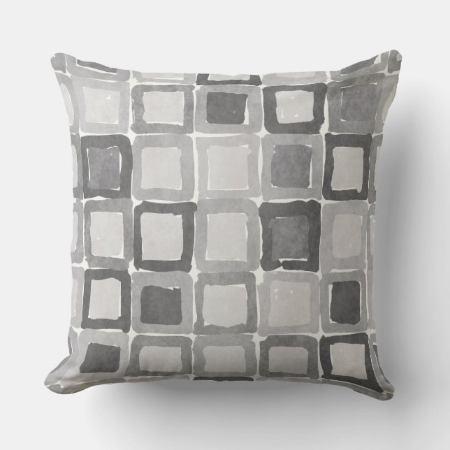 Modern Gray Painted Patches  Cushion (Front)