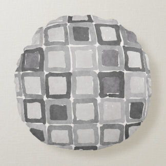 Modern Gray Painted Patches  Round Cushion