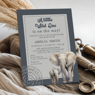 Modern Gray Safari Baby Shower Invitation