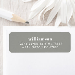 Modern Gray Simple Last Name Return Address  Label