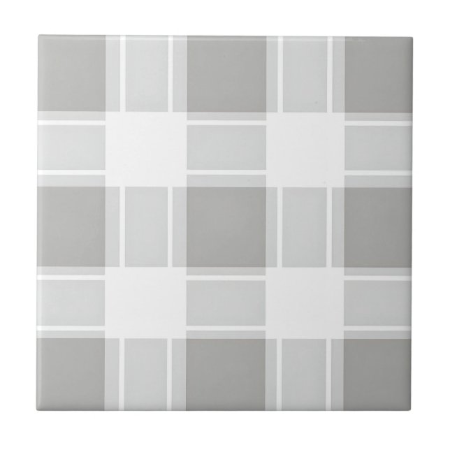 Modern Gray Tone Plaid Pattern Ceramic Tile (Front)