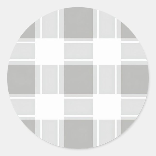 Modern Gray Tone Plaid Pattern Classic Round Sticker (Front)