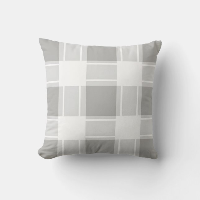 Modern Gray Tone Plaid Pattern Cushion (Front)