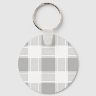 Modern Gray Tone Plaid Pattern Key Ring
