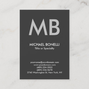 Modern gray trendy monogram business card