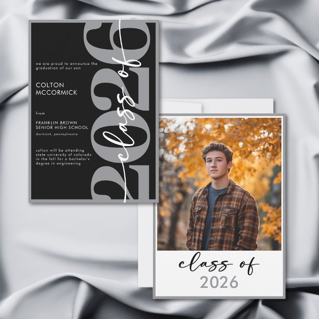 Modern Gray Typography Graduation Announcement (Modern Gray Typography Graduation Announcement)