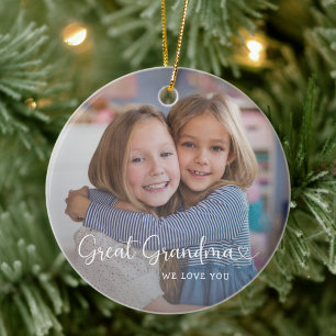 Modern Great Grandma 2 Photos Cute Heart Ceramic Ornament