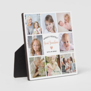 Modern Great Grandma 8 Photo Collage Heart Plaque