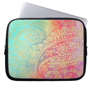 Modern gredient and gold damask watercolor laptop sleeve