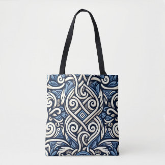 Modern Greek blue and white pattern Tote Bag