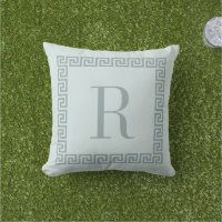 Modern Greek Key Frame Monogram Dusty Ocean